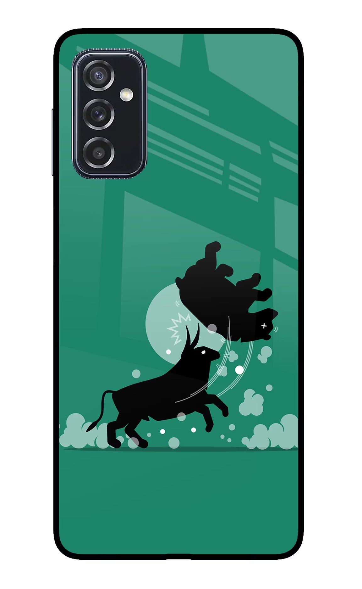 Bull Conqueror Samsung M52 5G Glass Case Back Cover by Casekaro
