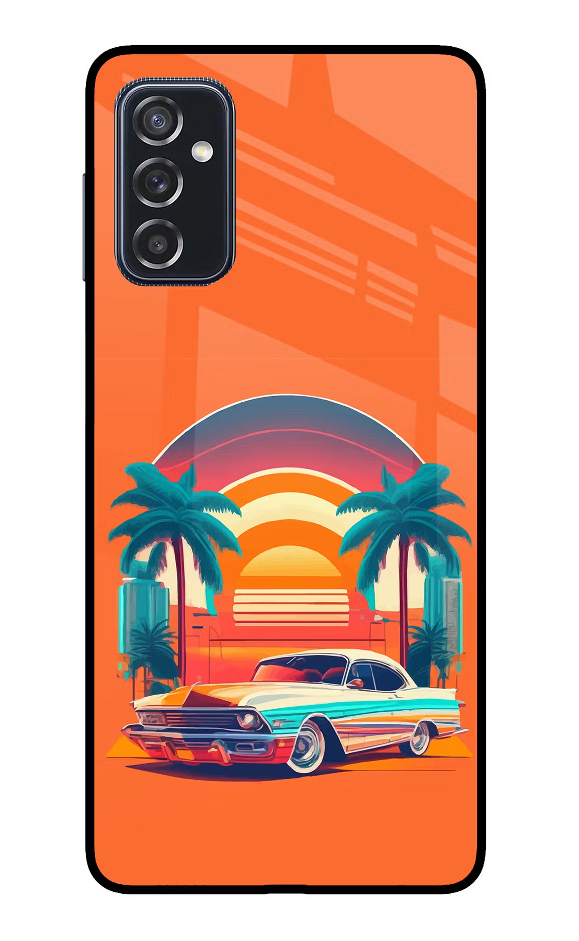 Palm Drive 80s Samsung M52 5G Glass Case Back Cover by Casekaro