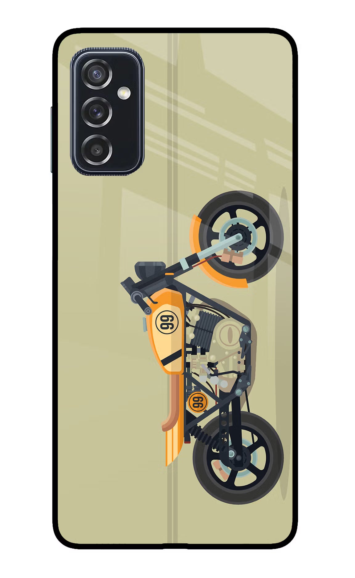 Vertical Speedster Samsung M52 5G Glass Case Back Cover by Casekaro