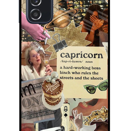 Capricorn Zodiac Samsung M52 5G Glass Case Back Cover by Casekaro