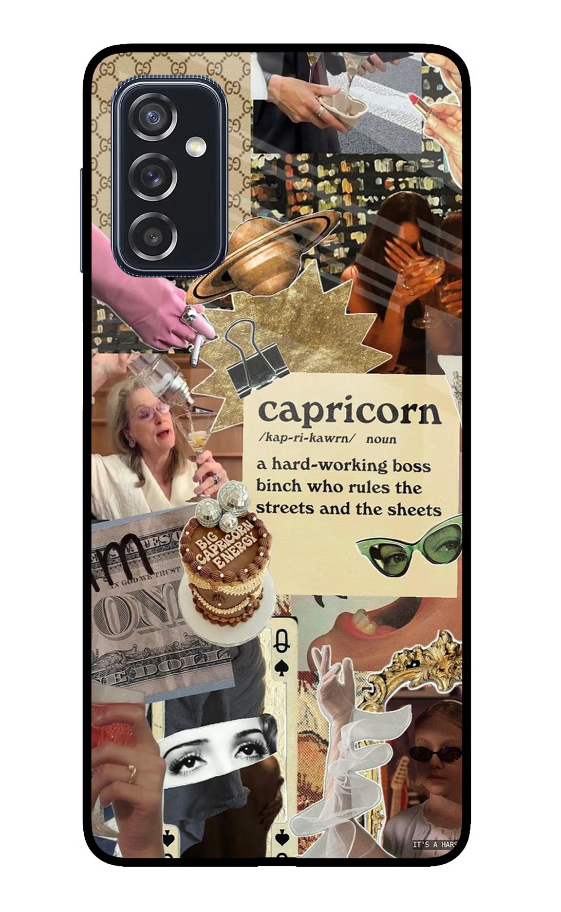 Capricorn Zodiac Samsung M52 5G Glass Case Back Cover by Casekaro