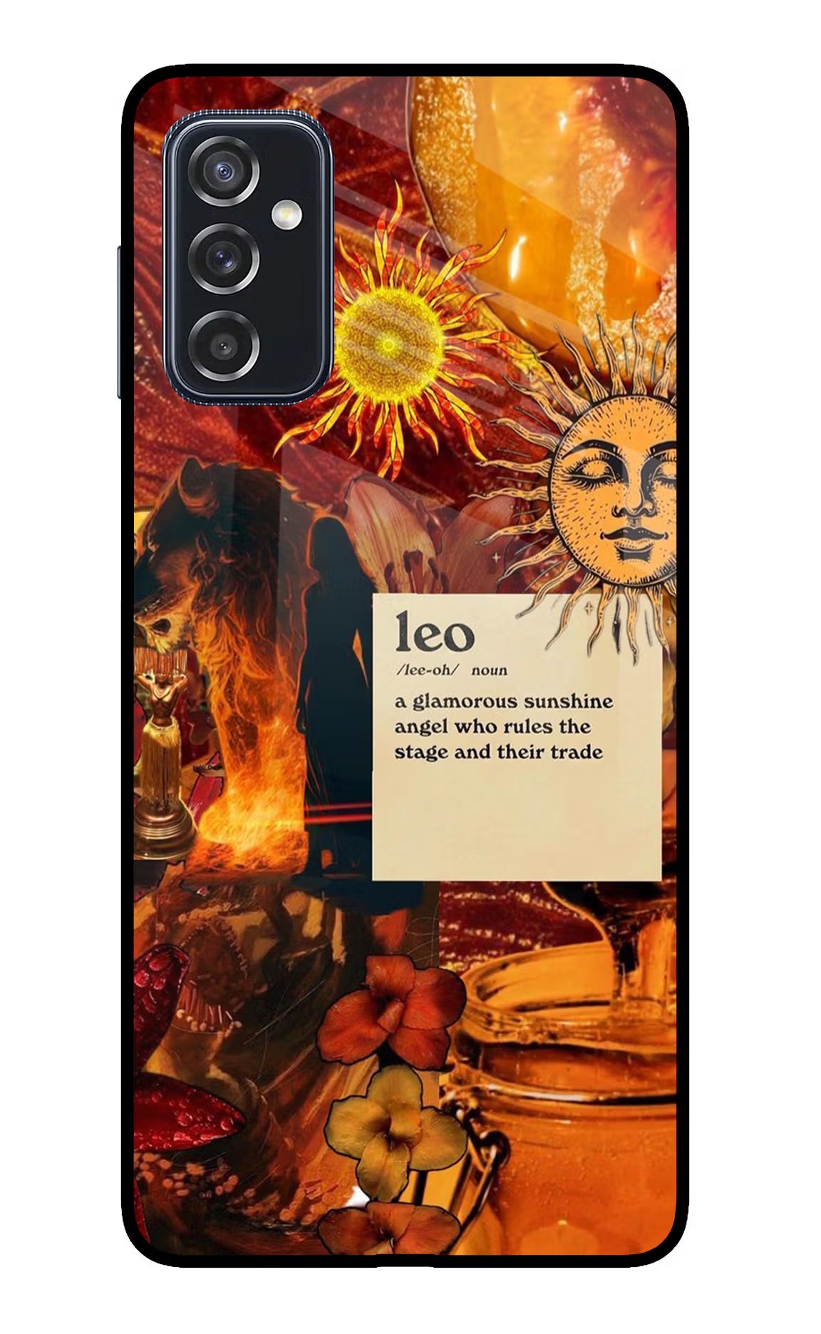 Leo Zodiac Samsung M52 5G Glass Case Back Cover by Casekaro