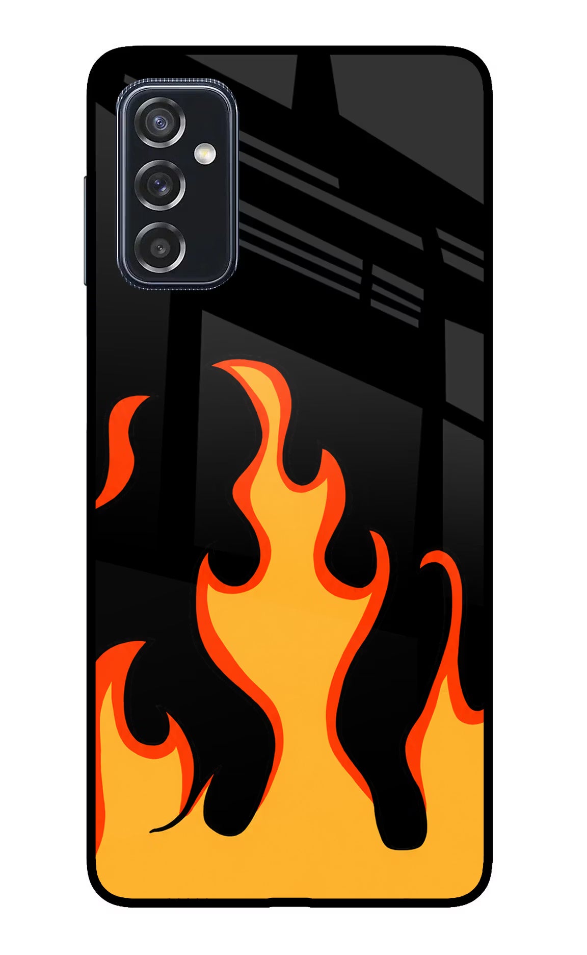 Fired Up – Black Samsung M52 5G Glass Case Back Cover by Casekaro
