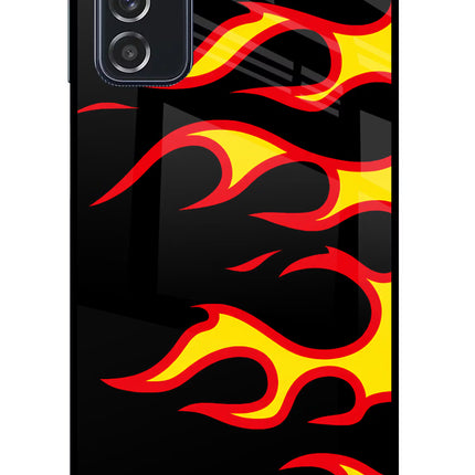 Side Sweep Flames Samsung M52 5G Glass Case Back Cover by Casekaro