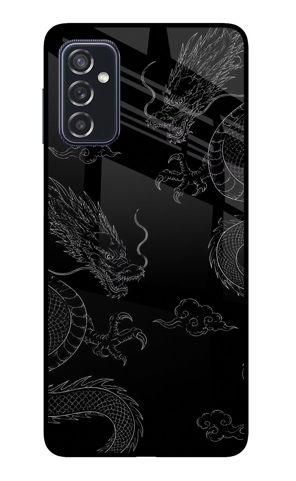 Twin Dragons Samsung M52 5G Glass Case Back Cover by Casekaro