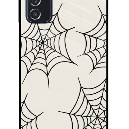 Spider Web Samsung M52 5G Glass Case Back Cover by Casekaro
