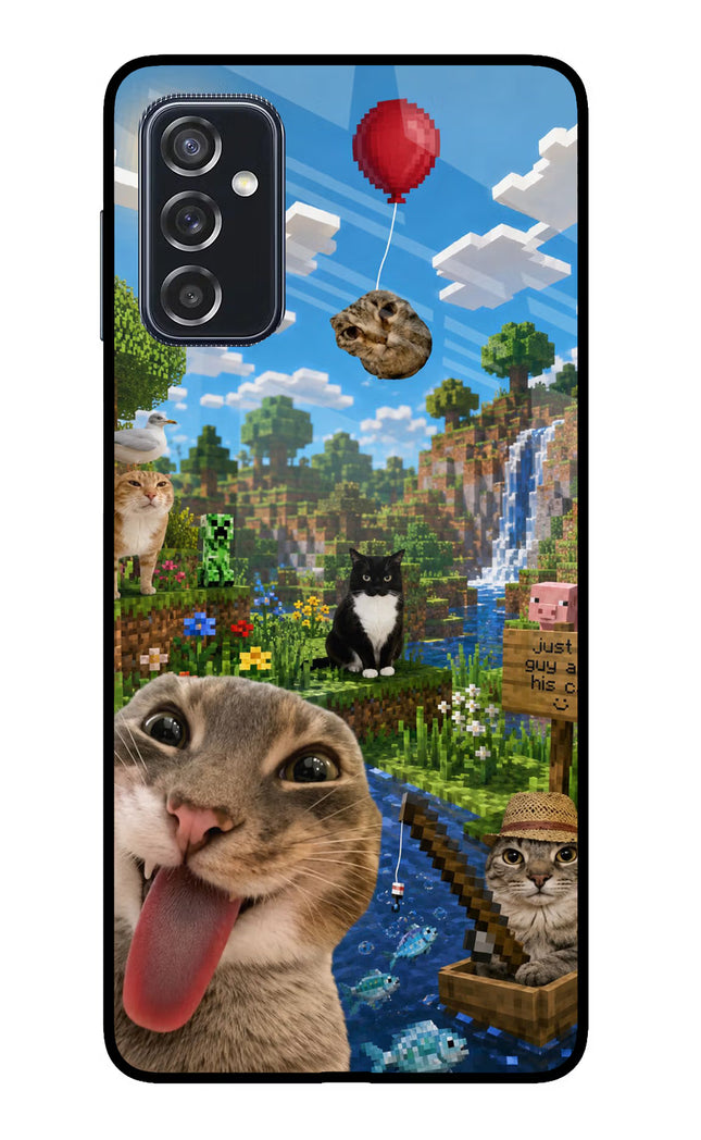 Minecraft Cat Chaos Samsung M52 5G Glass Case