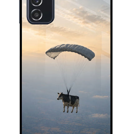 Skydiving Cow Samsung M52 5G Glass Case
