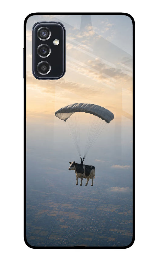 Skydiving Cow Samsung M52 5G Glass Case