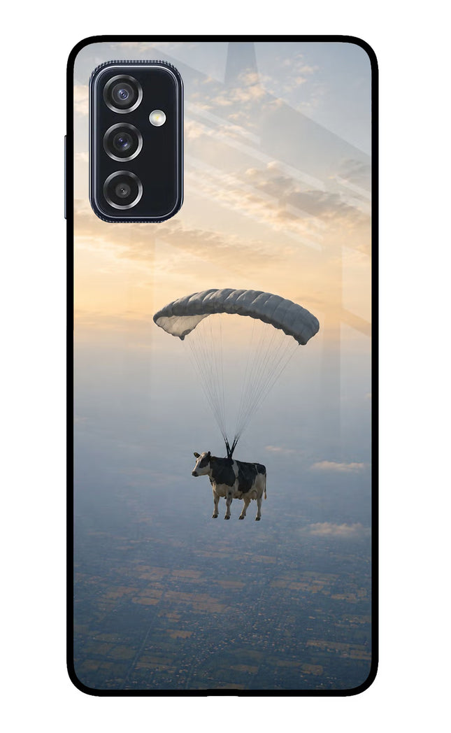 Skydiving Cow Samsung M52 5G Glass Case