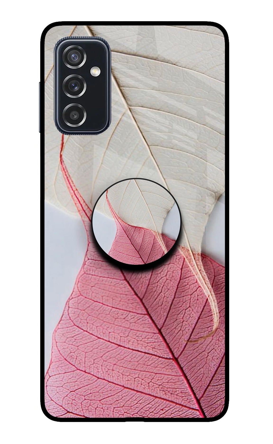 White Pink Leaf Samsung M52 5G Glass Case