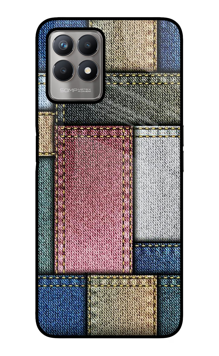 Multicolor Jeans Realme 8i Back Cover, Glass case