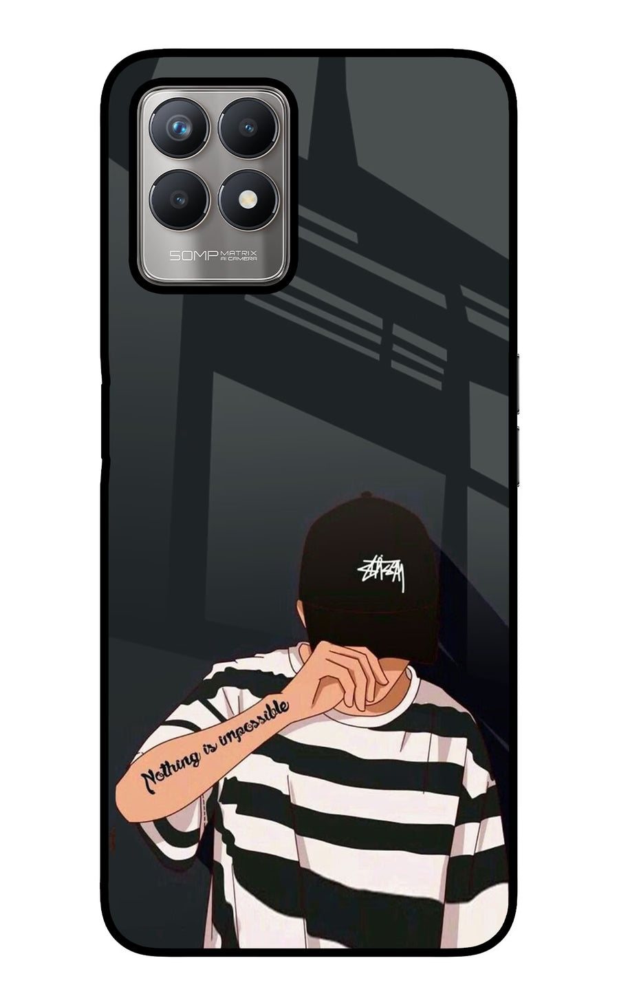 Aesthetic Boy Realme 8i Back Cover, Glass case