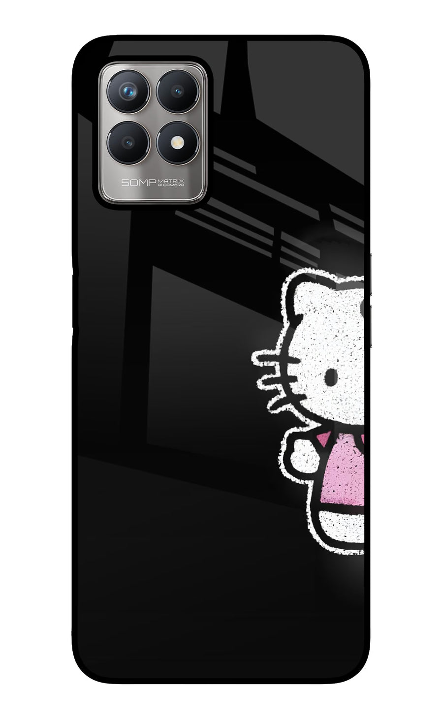 Kitty Charm Realme 8i Back Cover, Glass case