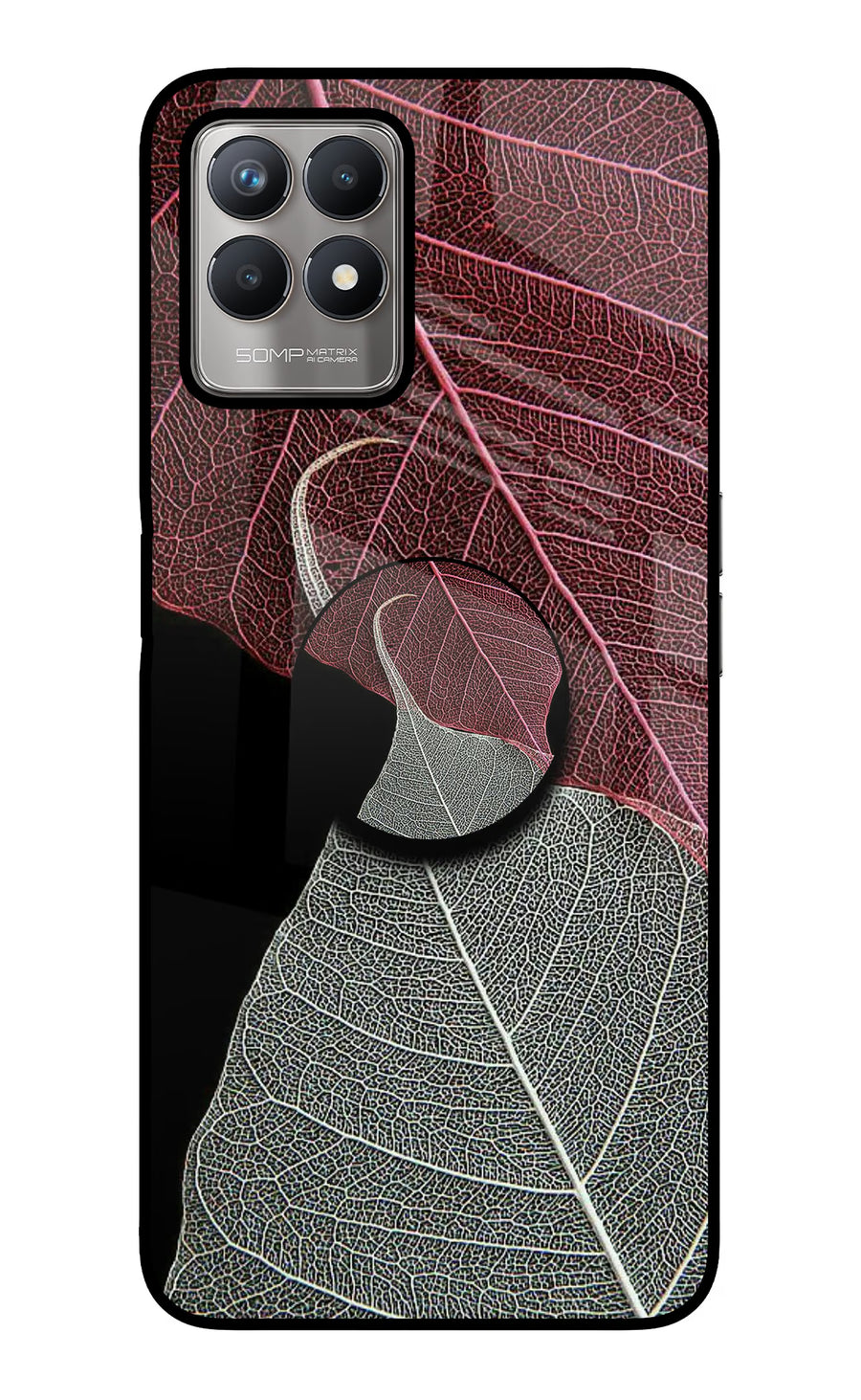 Leaf Pattern Realme 8i Pop Case, Glass case