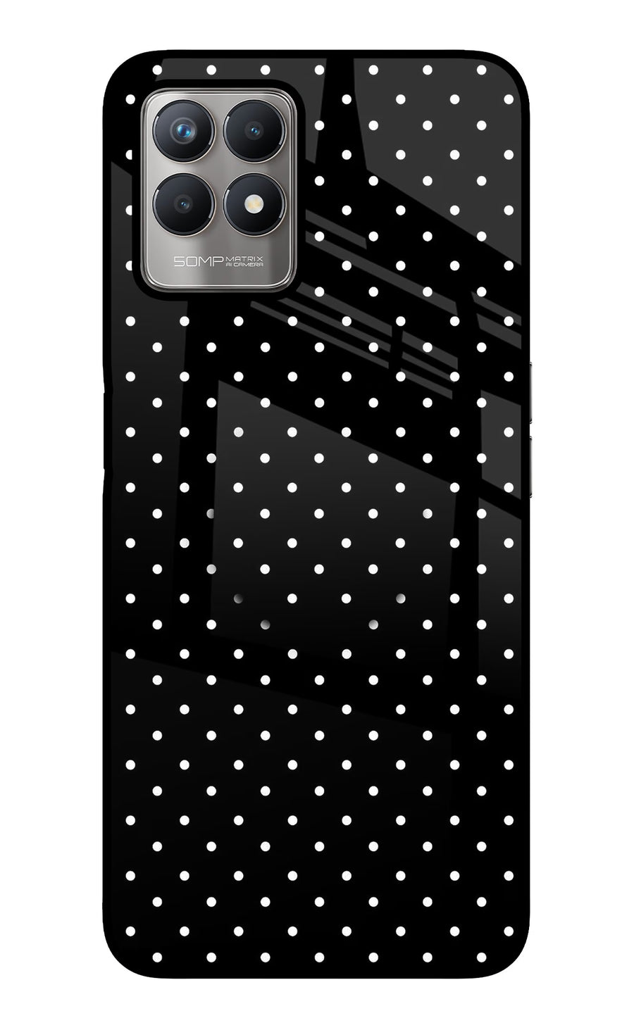 White Dots Realme 8i Pop Case, Glass case