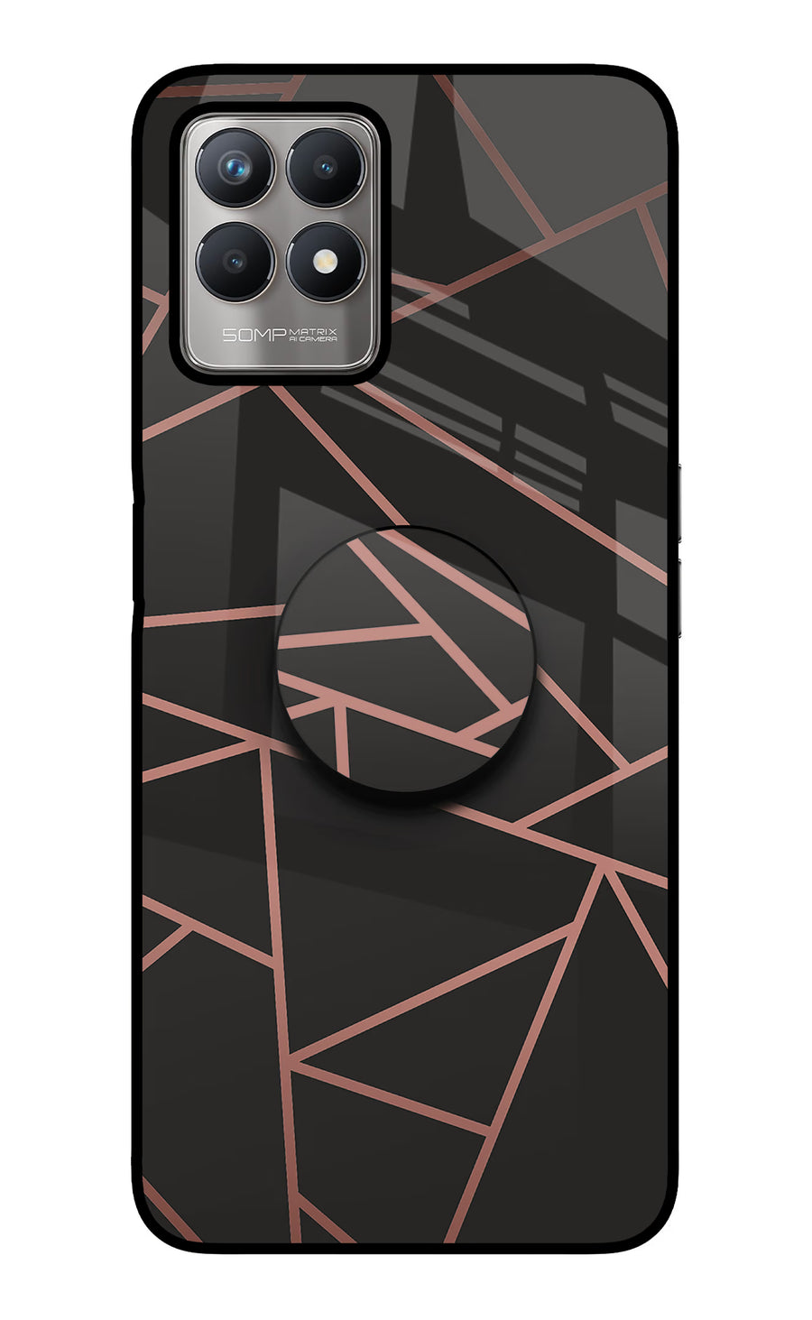 Geometric Pattern Realme 8i Pop Case, Glass case