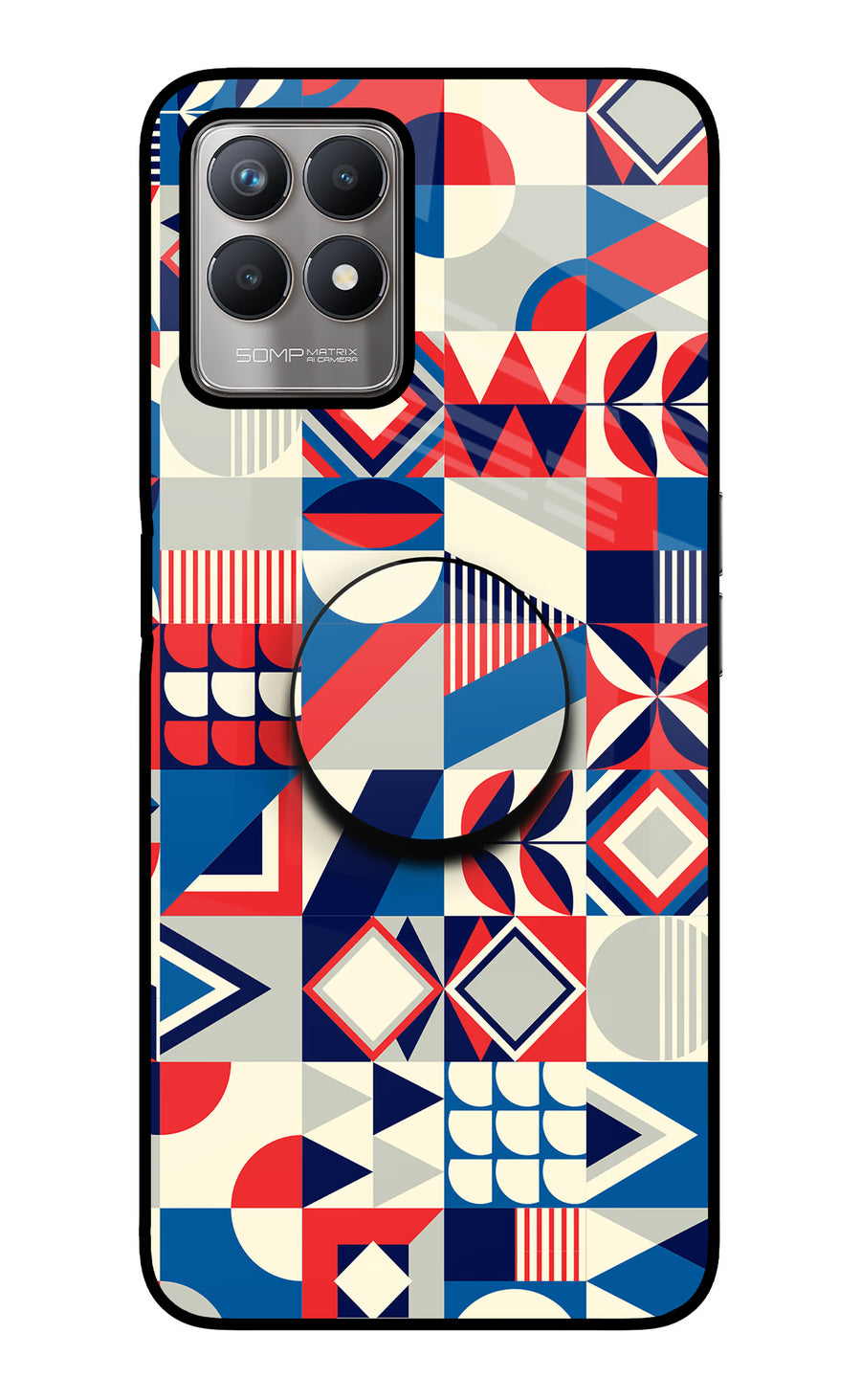 Colorful Pattern Realme 8i Pop Case, Glass case