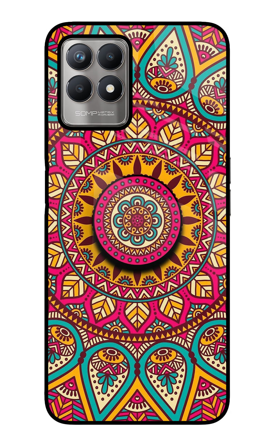 Mandala Realme 8i Pop Case, Glass case