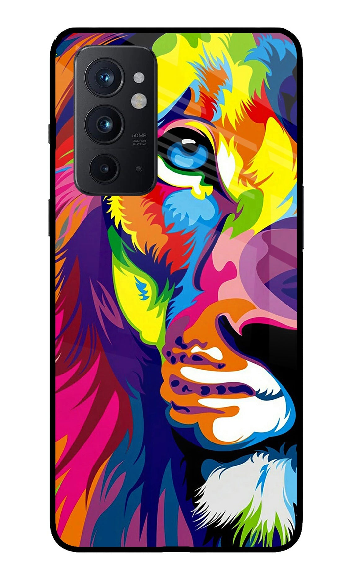 Lion Half Face Oneplus 9RT Glass Case