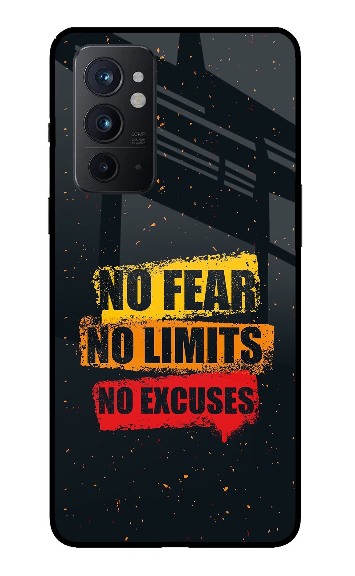 No Fear No Limits No Excuse Oneplus 9RT Glass Case Back Cover by Casekaro
