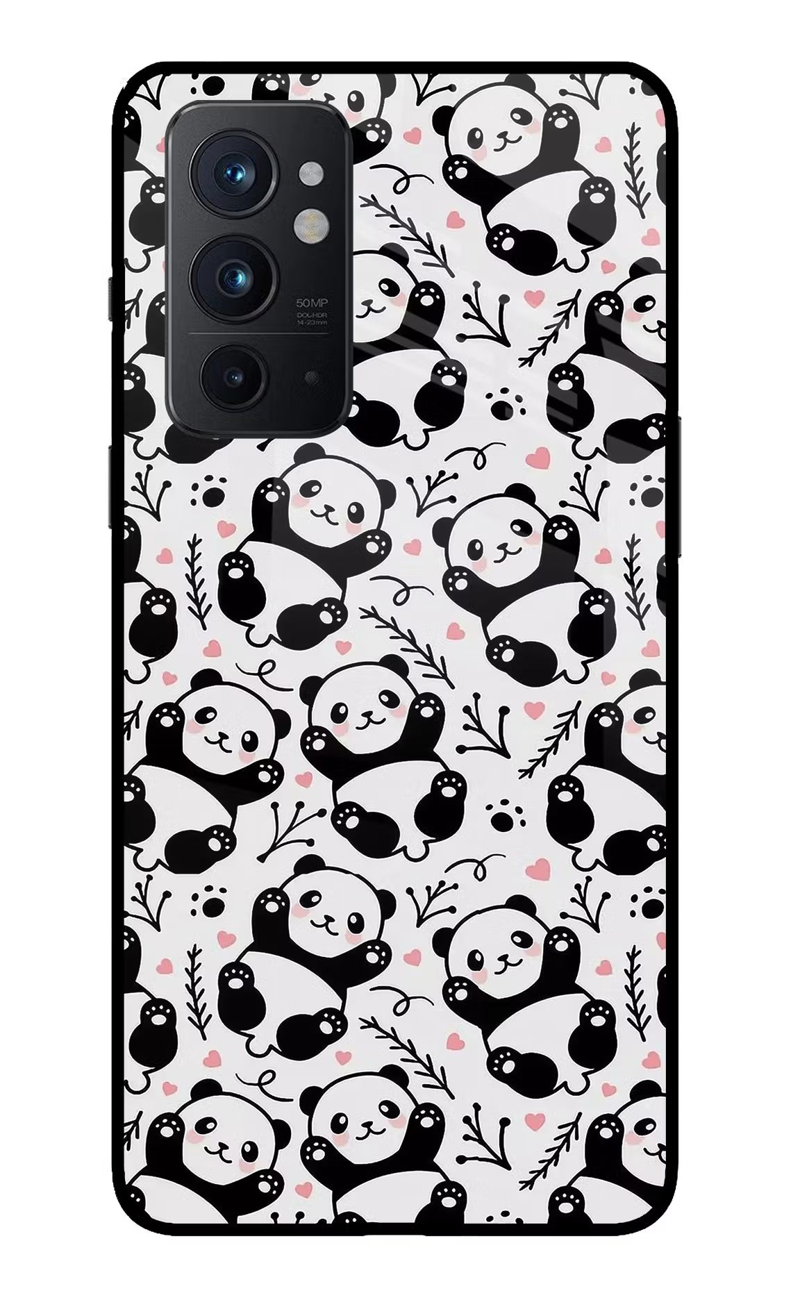 Cute Panda Oneplus 9RT Glass Case Back Cover by Casekaro