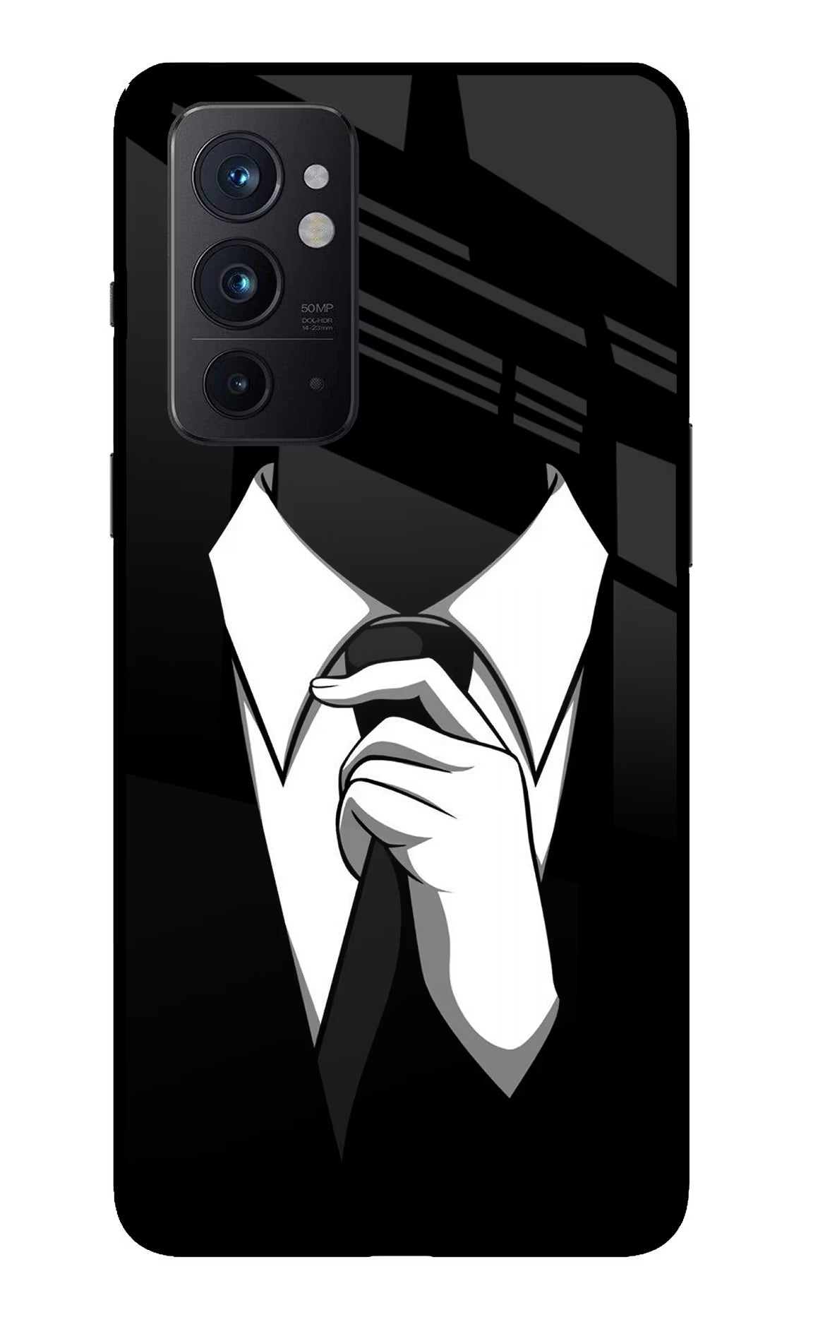 Black Tie Oneplus 9RT Glass Case Back Cover by Casekaro