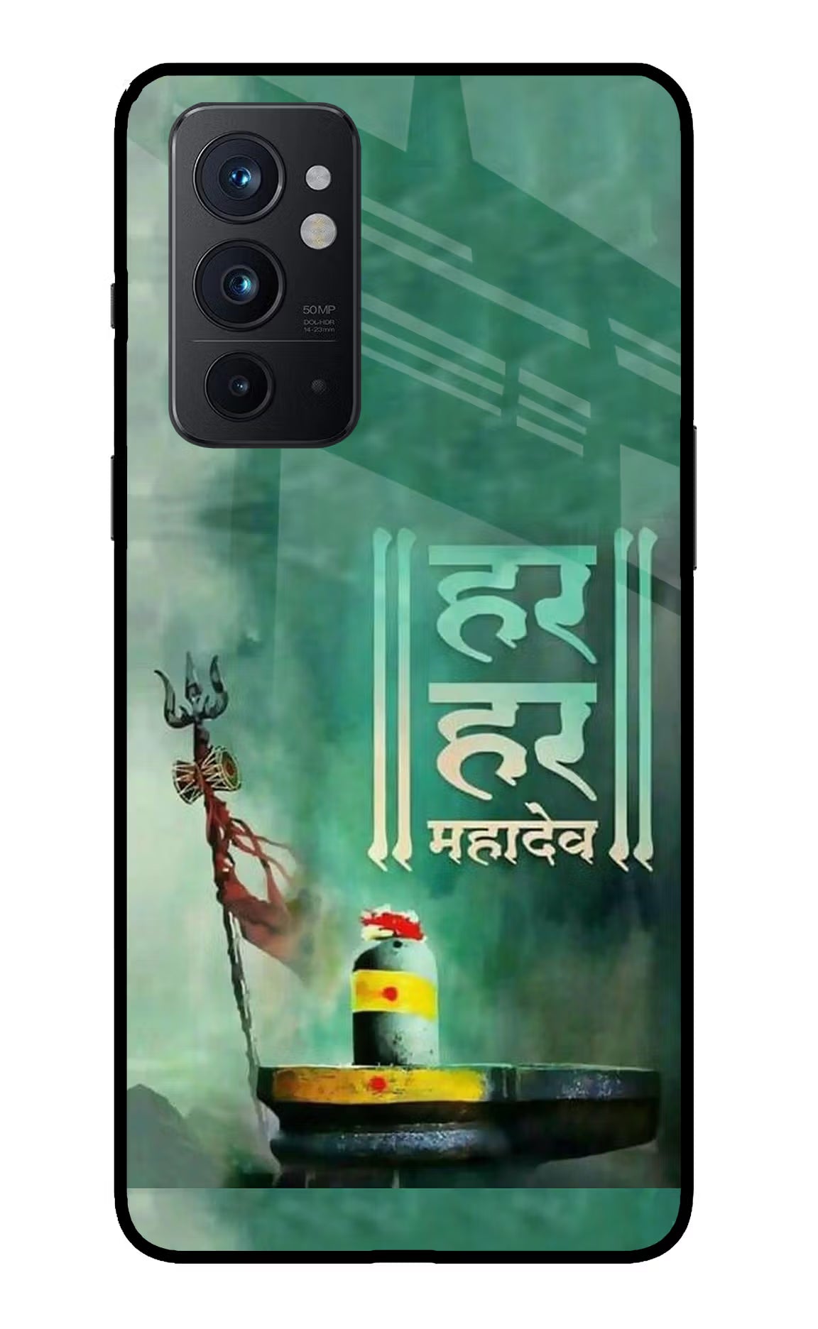 Har Har Mahadev Shivling Oneplus 9RT Glass Case Back Cover by Casekaro