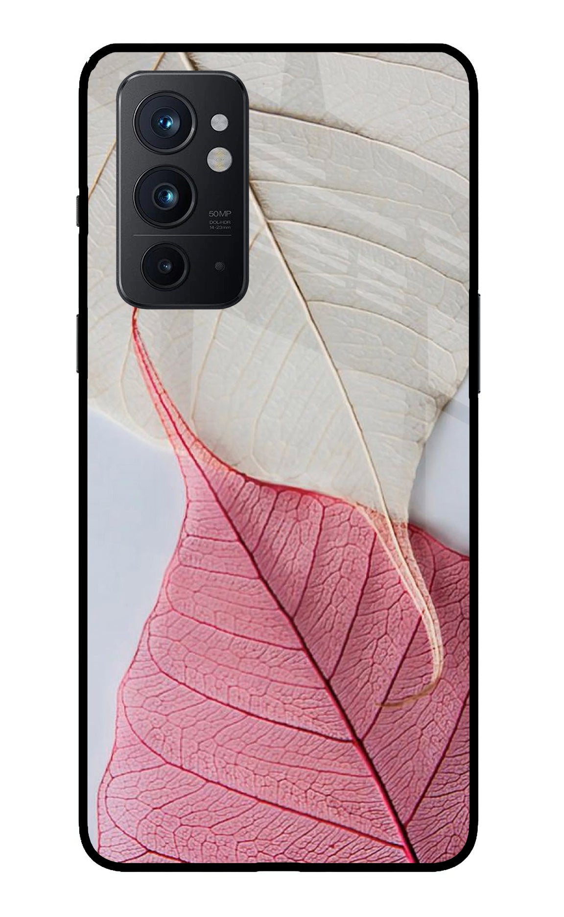 White Pink Leaf Oneplus 9RT Back Cover