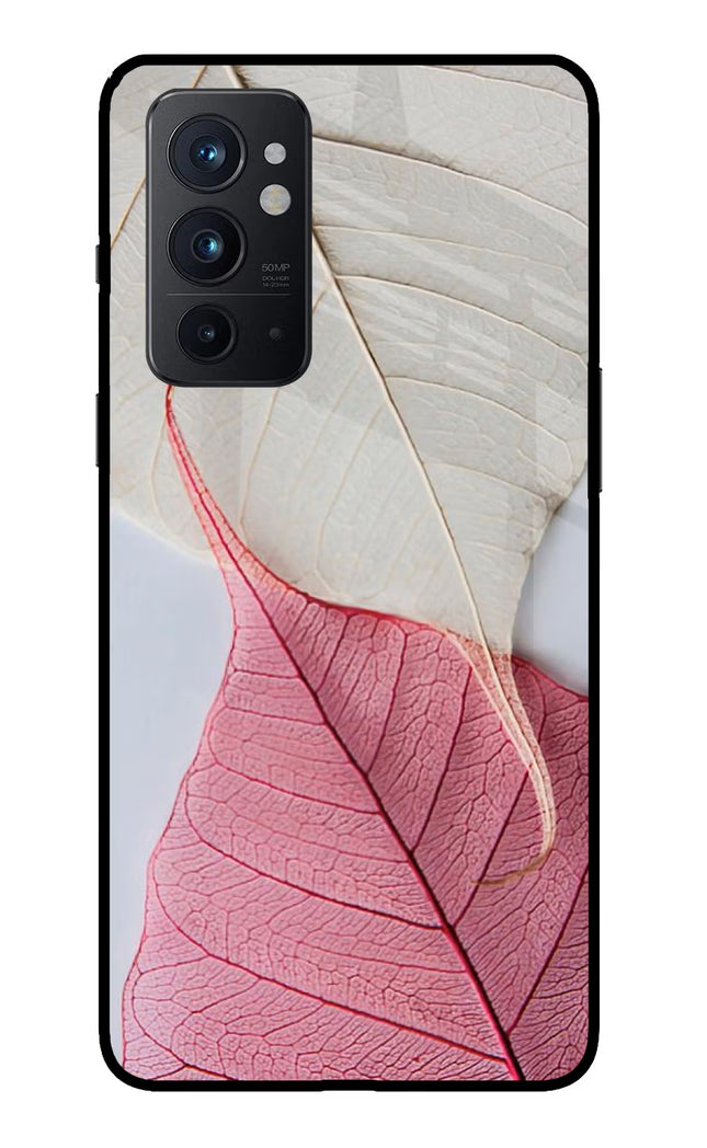White Pink Leaf Oneplus 9RT Glass Case
