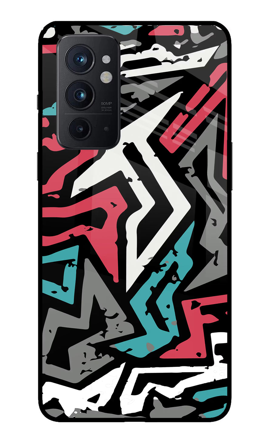 Geometric Graffiti Oneplus 9RT Back Cover, Glass case