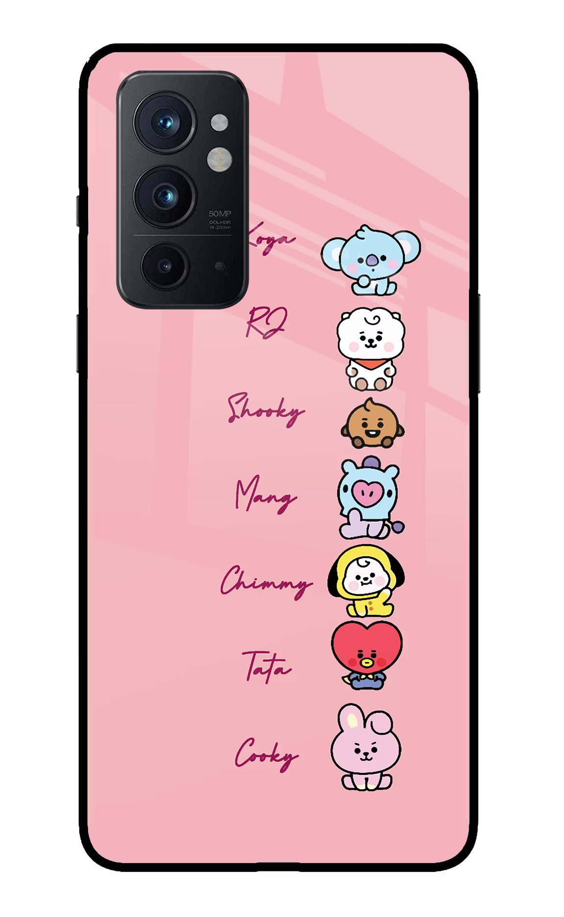 BTS names Oneplus 9RT Glass Case Back Cover by Casekaro