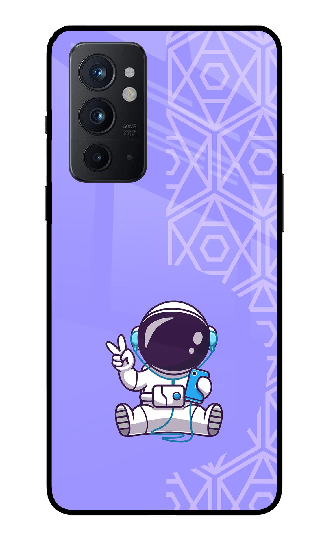 Cute Astronaut Chilling Oneplus 9RT Glass Case Back Cover by Casekaro
