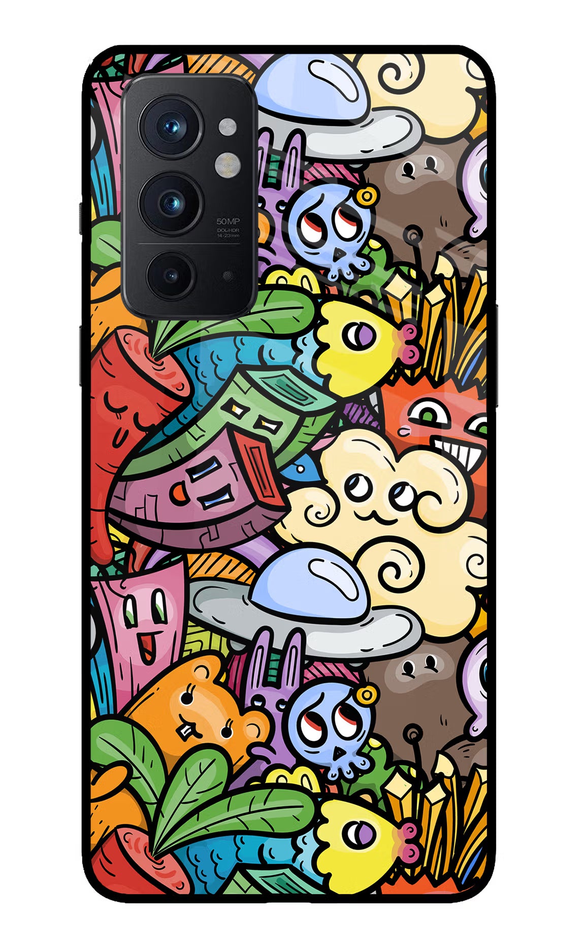 Veggie Doodle Oneplus 9RT Glass Case Back Cover by Casekaro