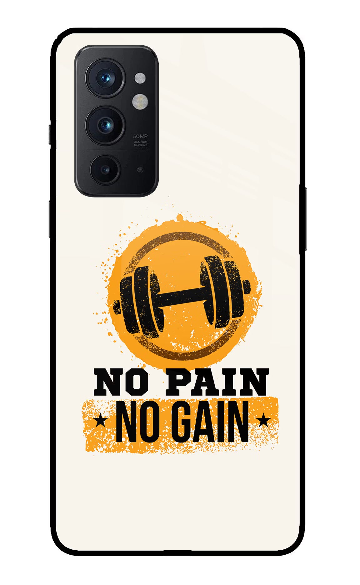 No Pain No Gain Oneplus 9RT Glass Case Back Cover by Casekaro