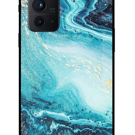 Blue Glitter Marble Oneplus 9RT Glass Case