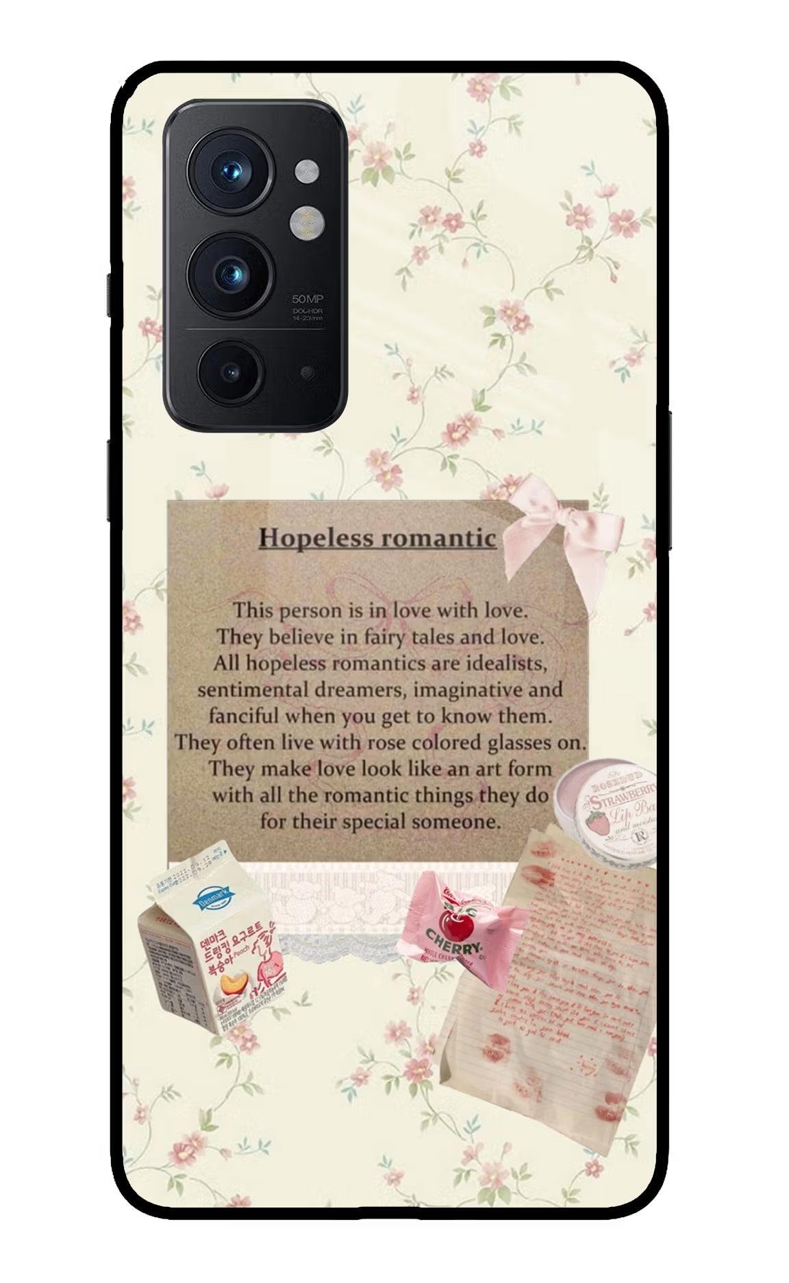 Hopeless Romantic Oneplus 9RT Glass Case Back Cover by Casekaro