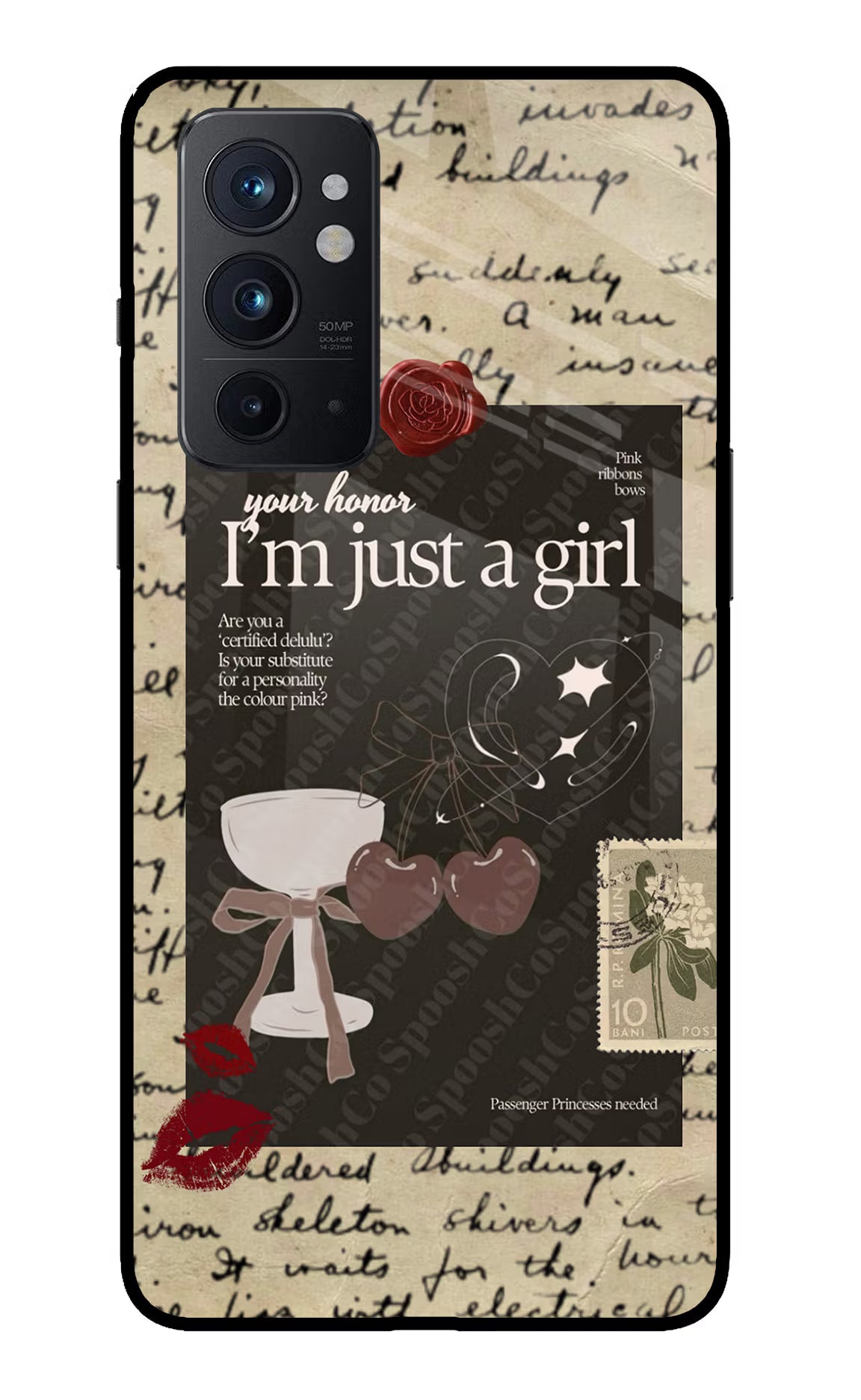I am just a girl Oneplus 9RT Glass Case Back Cover by Casekaro
