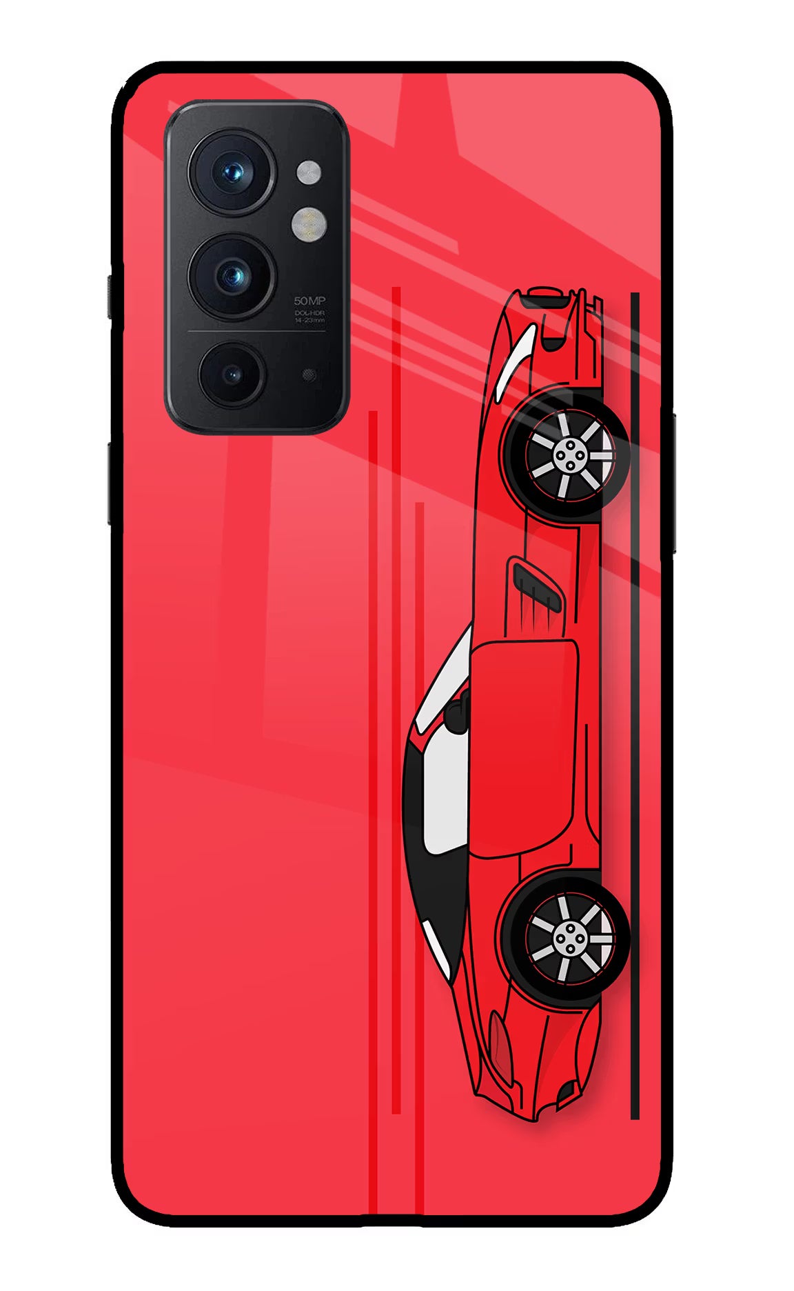 Red Velocity Oneplus 9RT Glass Case Back Cover by Casekaro