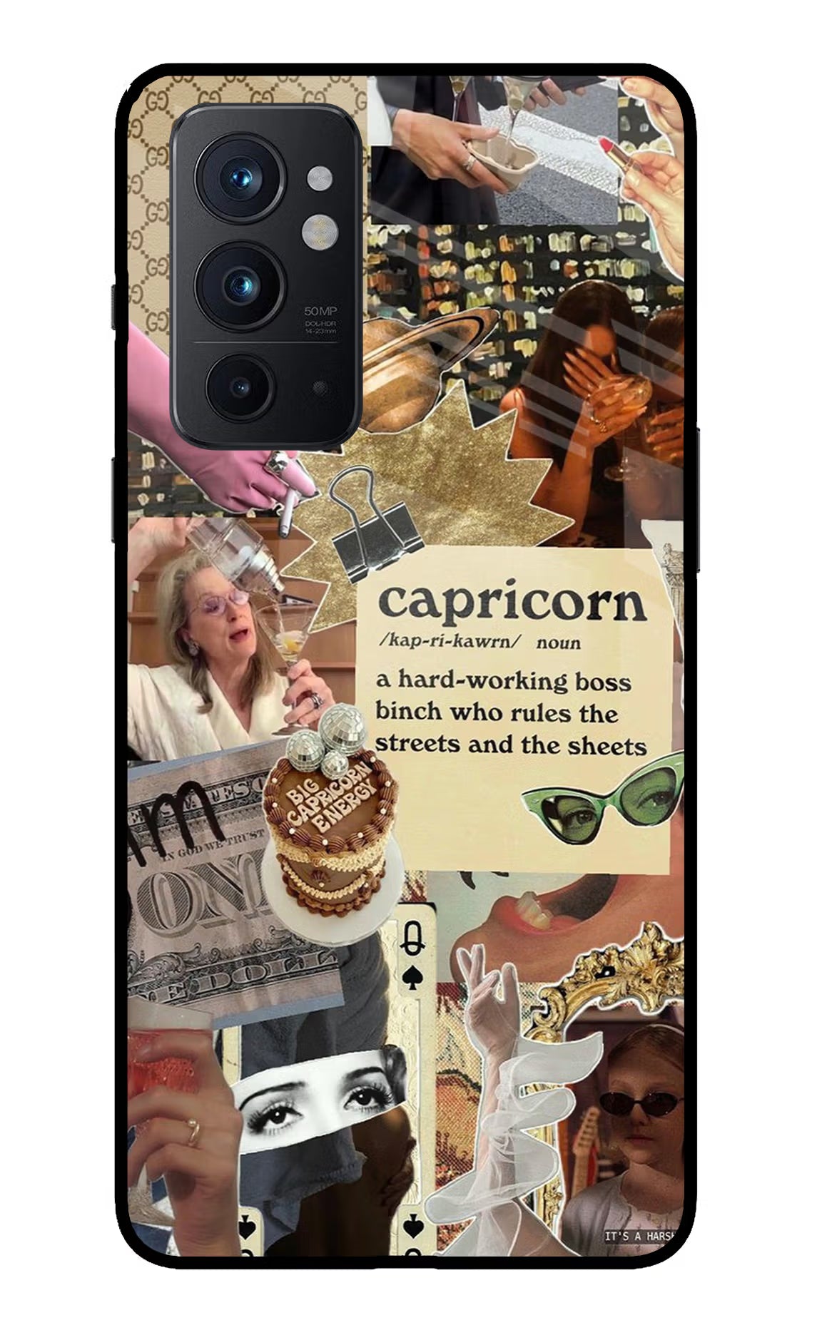 Capricorn Zodiac Oneplus 9RT Glass Case Back Cover by Casekaro