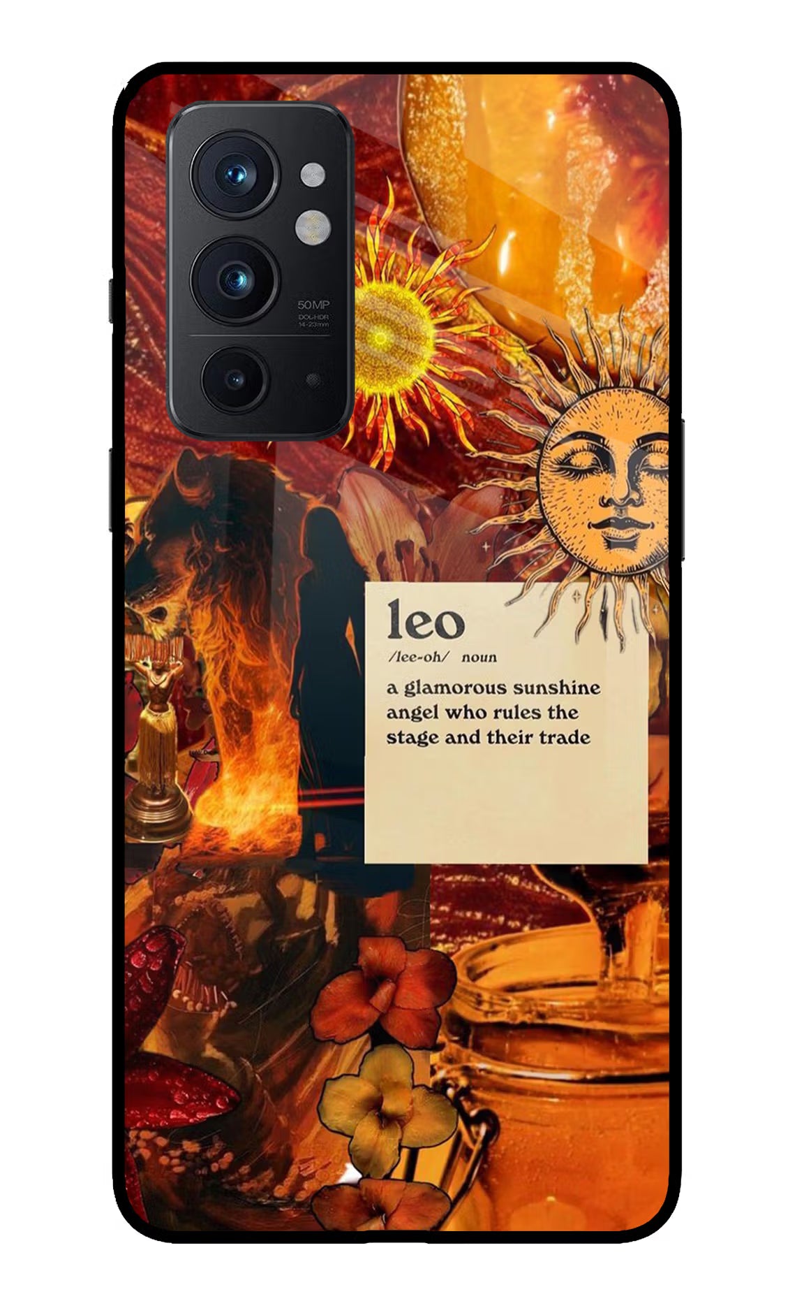 Leo Zodiac Oneplus 9RT Glass Case Back Cover by Casekaro
