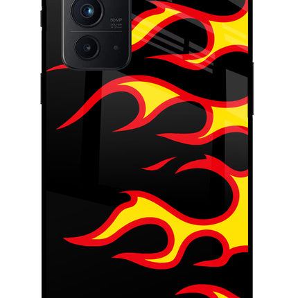 Side Sweep Flames Oneplus 9RT Glass Case