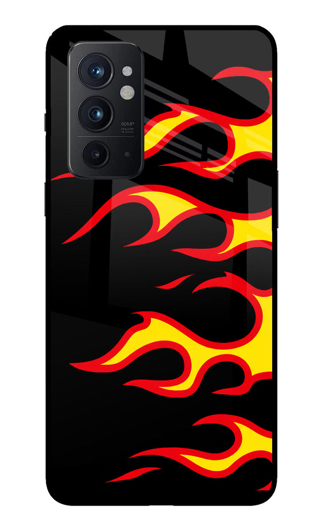 Side Sweep Flames Oneplus 9RT Glass Case