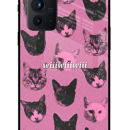 Pink Cats Oneplus 9RT Glass Case