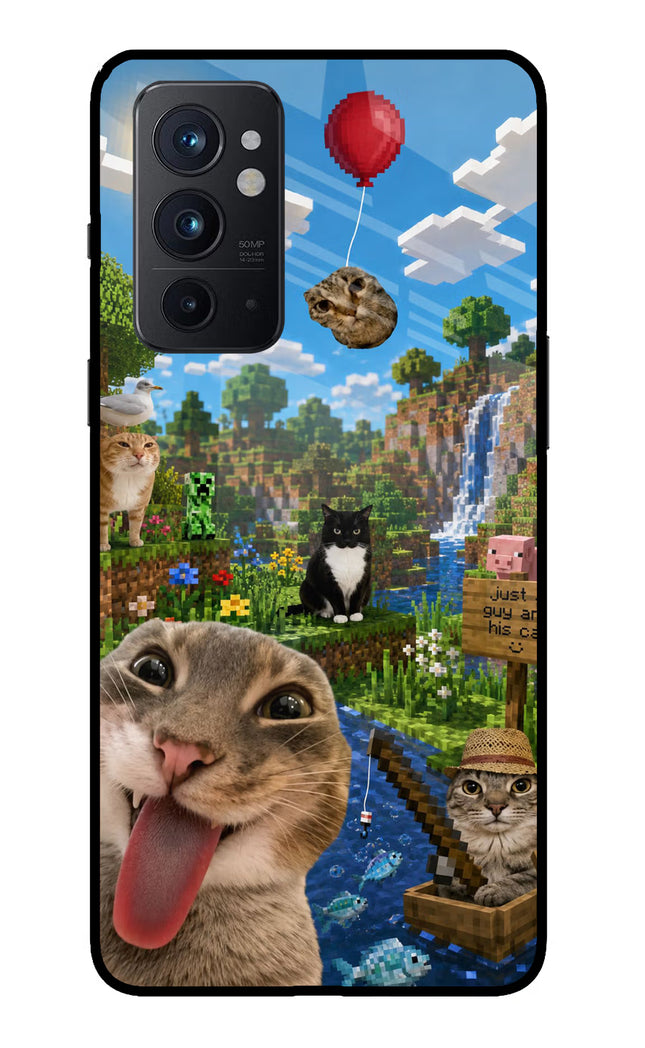 Minecraft Cat Chaos Oneplus 9RT Glass Case
