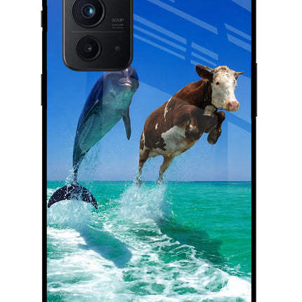 Dolphin vs Cow Oneplus 9RT Glass Case