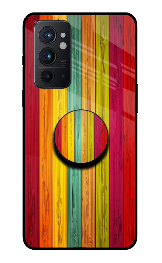 Multicolor Wooden Oneplus 9RT Glass Case