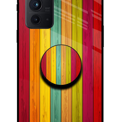 Multicolor Wooden Oneplus 9RT Glass Case