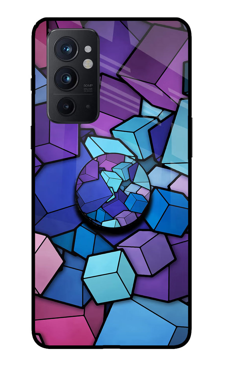 Cubic Abstract Oneplus 9RT Pop Case, Glass case