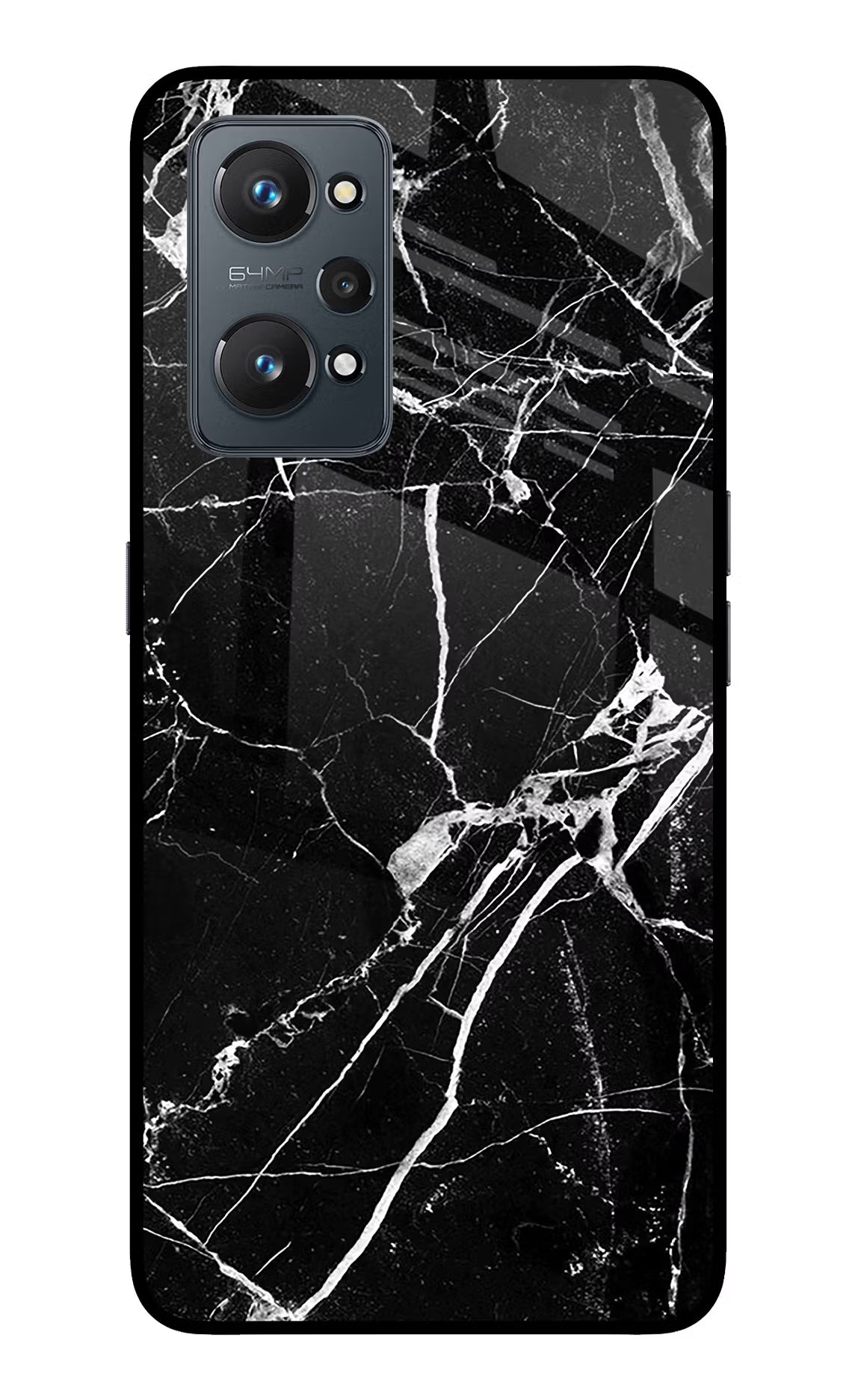 Black Marble Pattern Realme GT NEO 2/Neo 3T Glass Case Back Cover by Casekaro